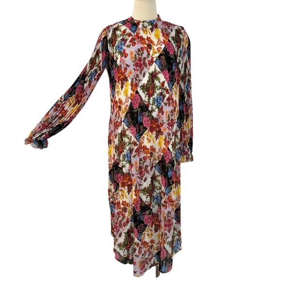 Anthropologie Maeve Shara Pleated Midi Dress Long Sleeve Boho Floral S - Picture 1 of 12